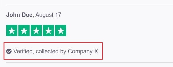 Verified label indicating that a product review was collected from a Trustpilot invitation