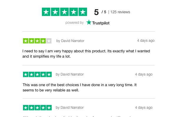 Ejemplo de los TrustBoxes 'Product Reviews' y 'Product Reviews SEO'