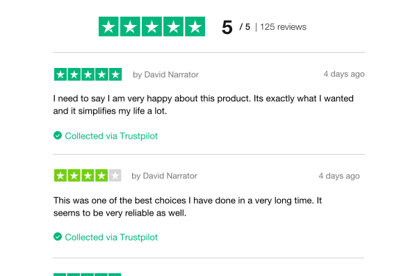 Ejemplo de los TrustBoxes 'Product Reviews MultiSource' y 'Product Reviews MultiSource SEO'
