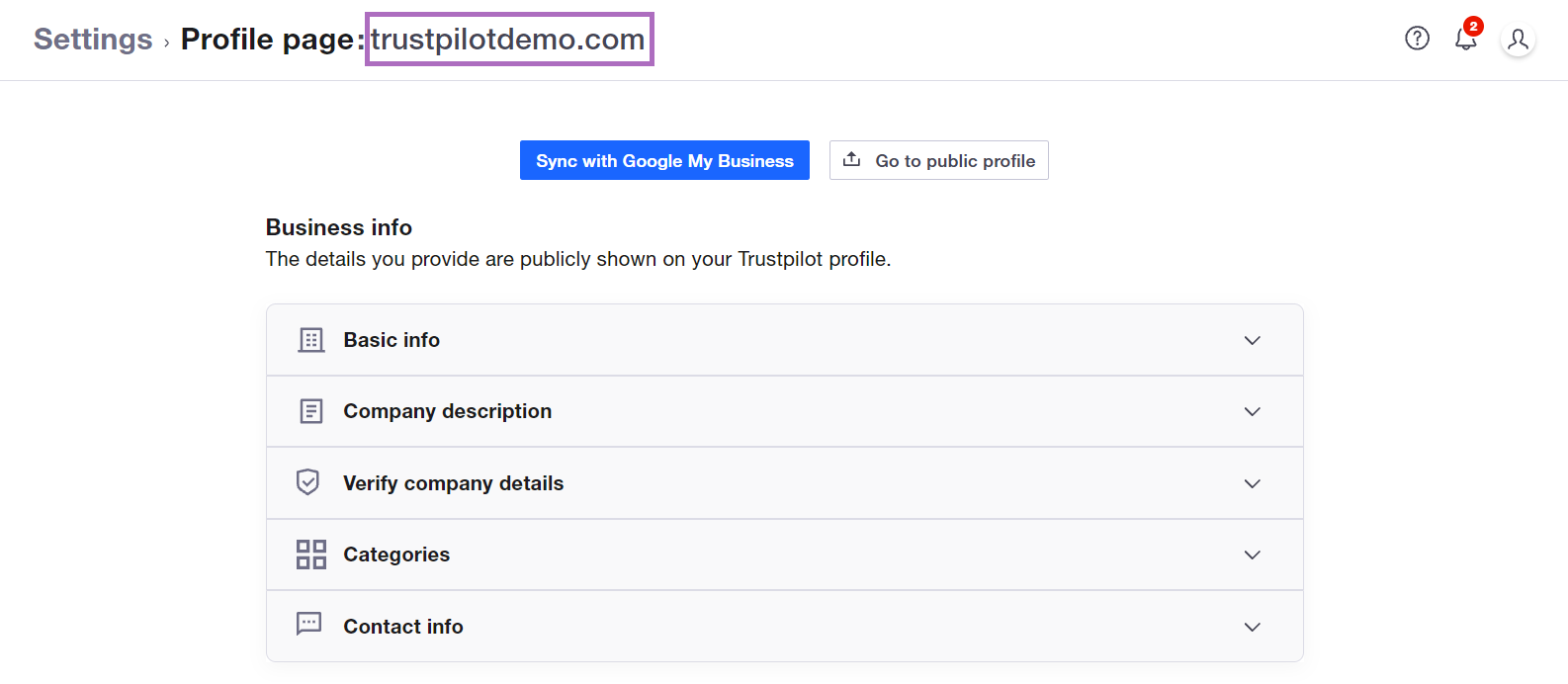 Image of how to find website address on Trustpilot